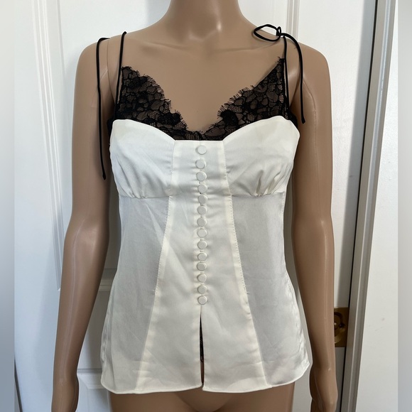 Simkhai white button detail tank with black lace - Picture 1 of 3